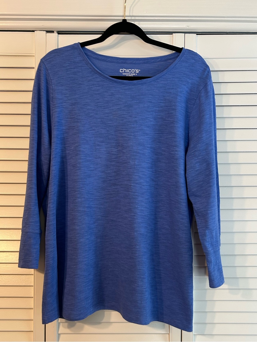 Chico's Periwinkle Blue Cotton Modal Scoop Neck Tee Size XL EUC